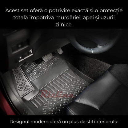 Set complet Rizline Dacia Duster 2018–2022 4x2 Prestige – Covorașe față, spate și tăviță portbagaj