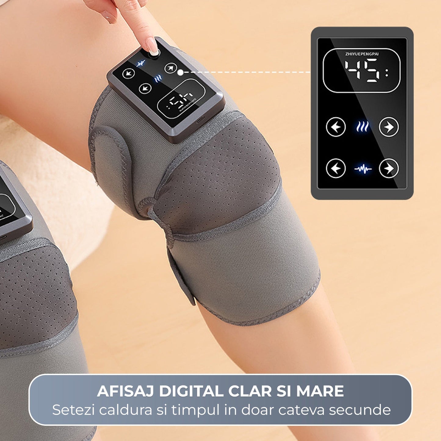 Set 2 x Aparat Termic pentru Genunchi, Incalzire 45, Gri