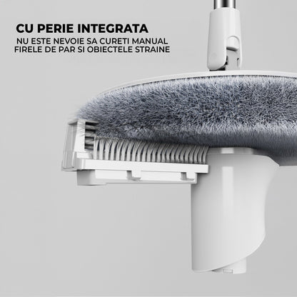 Set Mop Rotativ cu Galeata si Sistem Separat Apa Curata/Murdara, Alb/Gri