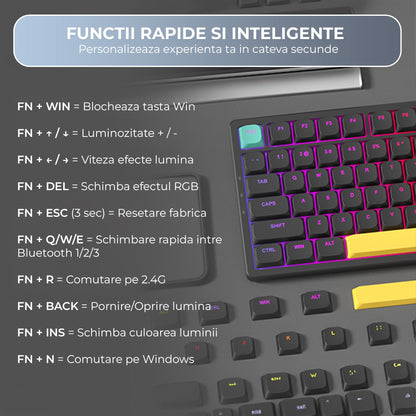 Tastatura Mecanica Ultra-Slim Wireless 75% Timebox, RGB, Low-Profile