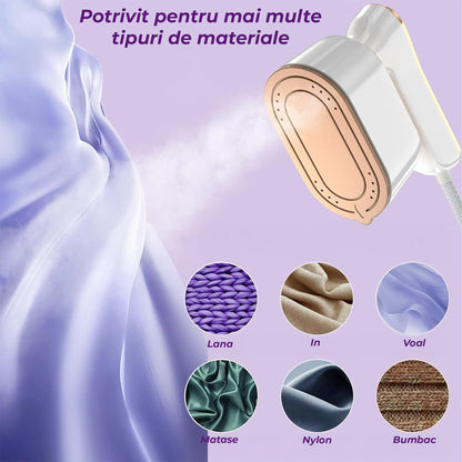 Mini Fier de Calcat si Steamer 2 in 1 pentru Calatorii, Incalzire Rapida 5s, Alb