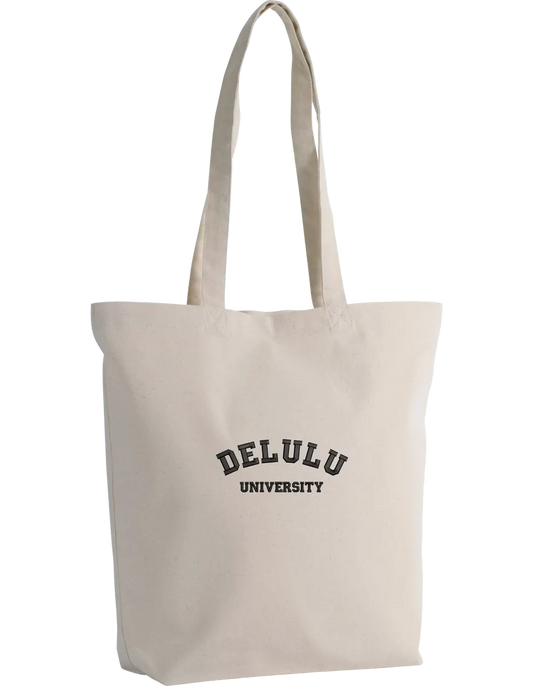 Delulu university tote bag