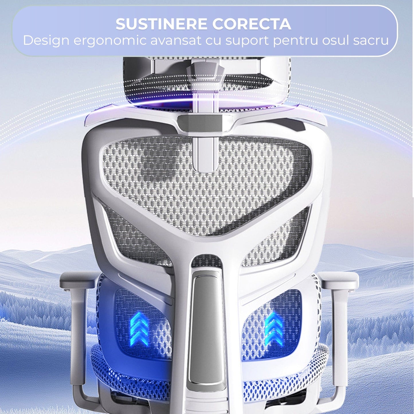 Scaun birou ergonomic Timebox, Tetiera, 4D armrest, Gri