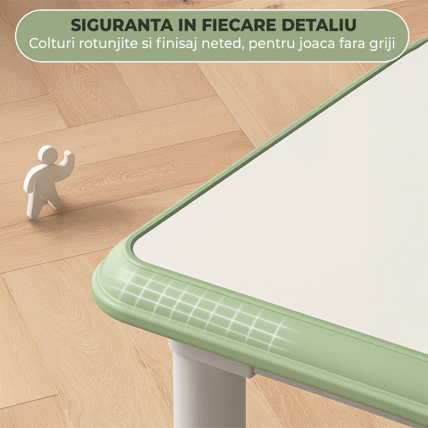 Set Masa si 2 Scaune Reglabile pentru Copii, Desen si Invatare, Verde