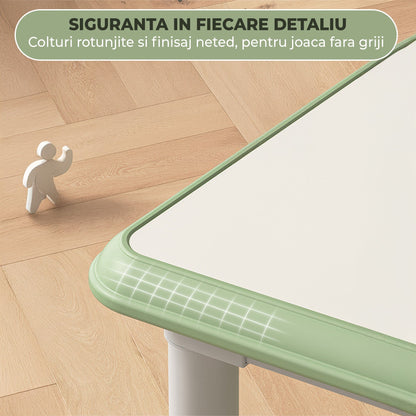 Set Masa si 2 Scaune Reglabile pentru Copii, Desen si Invatare, Verde