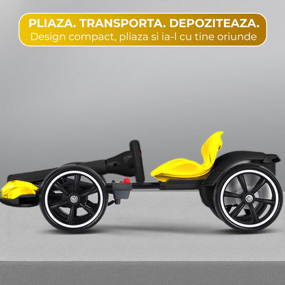 Kart electric copii, 4 roti, Pliabil si usor de montat, Scaun ergonomic, Galben