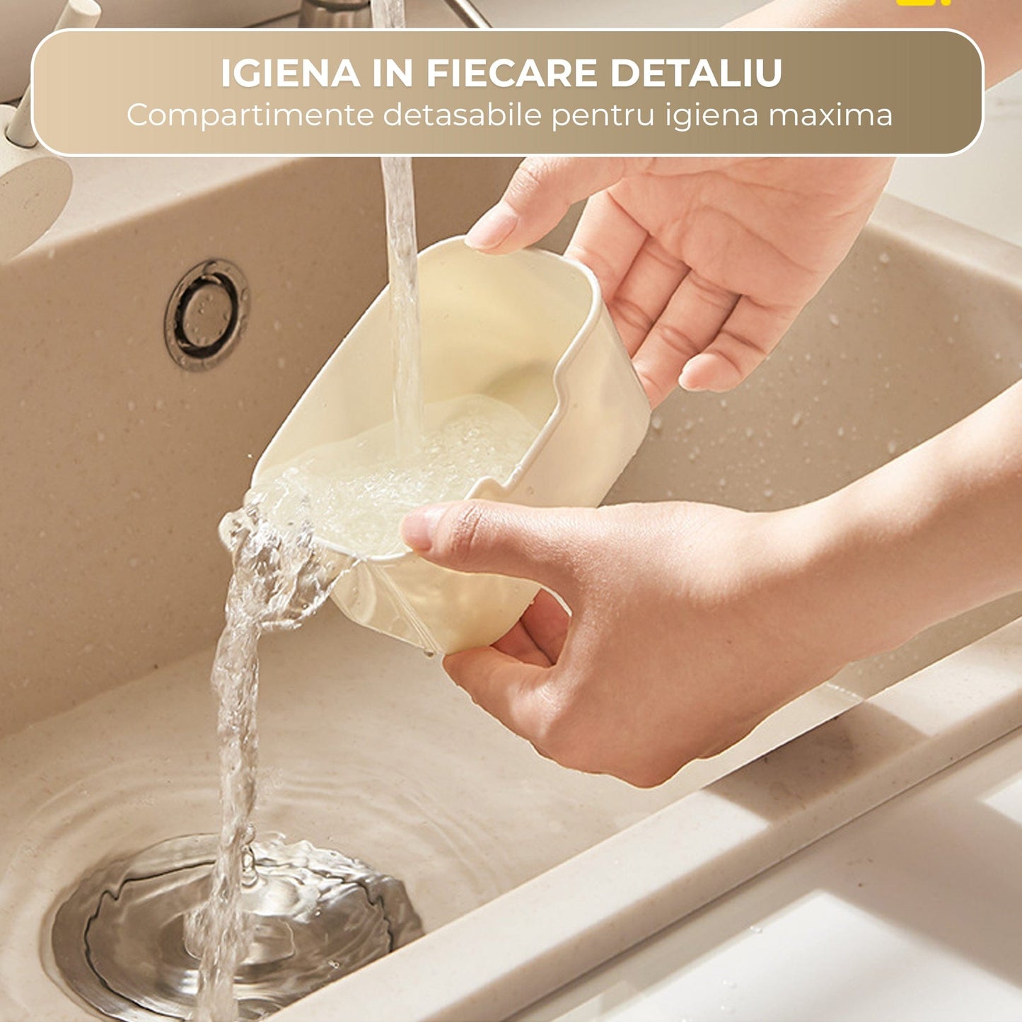 Cutie Alimentara 8 Compartimente Timebox, Etansa 800-1000Ml, Capac Sigur, Bej