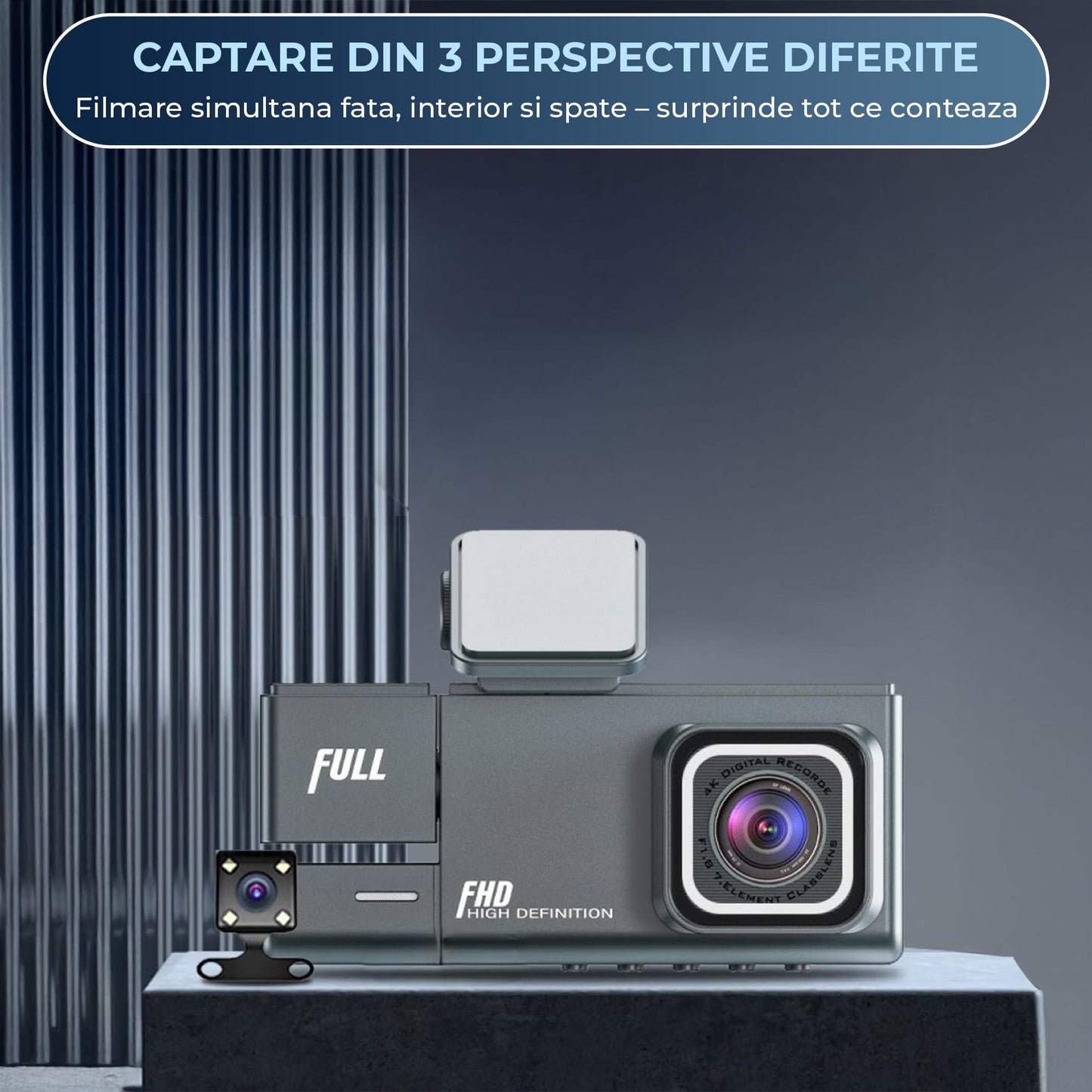 Camera Auto Timebox, Dash Cam Full HD 1080p, Unghi Larg 170°/130°
