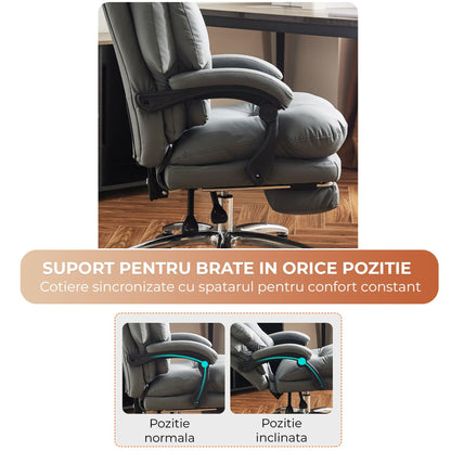 Scaun Office Executiv din Piele Naturala, 360°, Negru