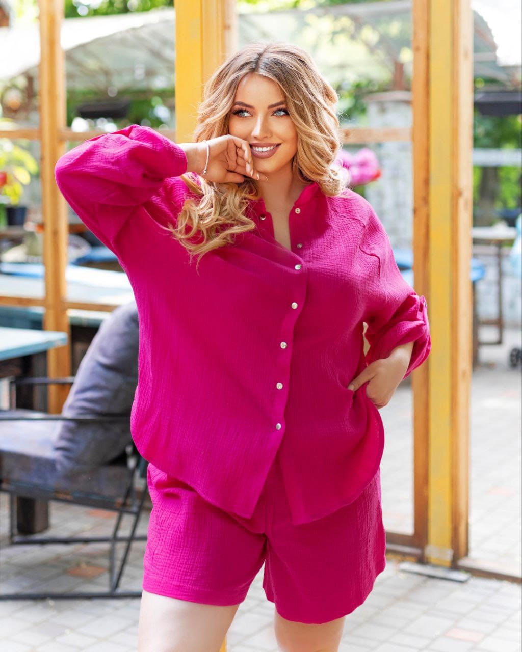Set dama marimi mari  pantaloni scurti cu camasa 8121 -24
