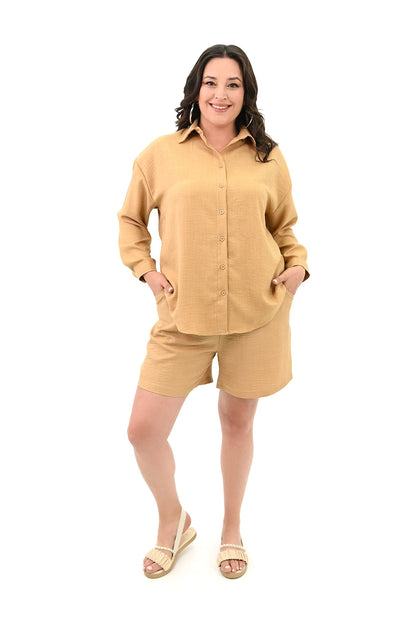 Set dama marimi mari  pantaloni scurti cu camasa 8121 -24