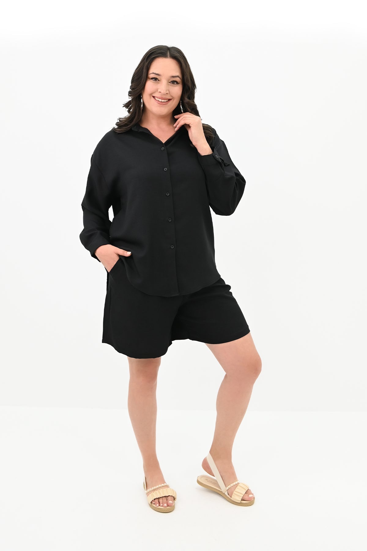 Set dama marimi mari  pantaloni scurti cu camasa 8121 -24