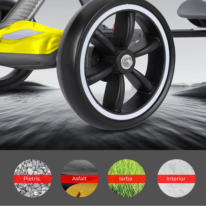 Kart electric copii, 4 roti, Pliabil si usor de montat, Scaun ergonomic, Galben