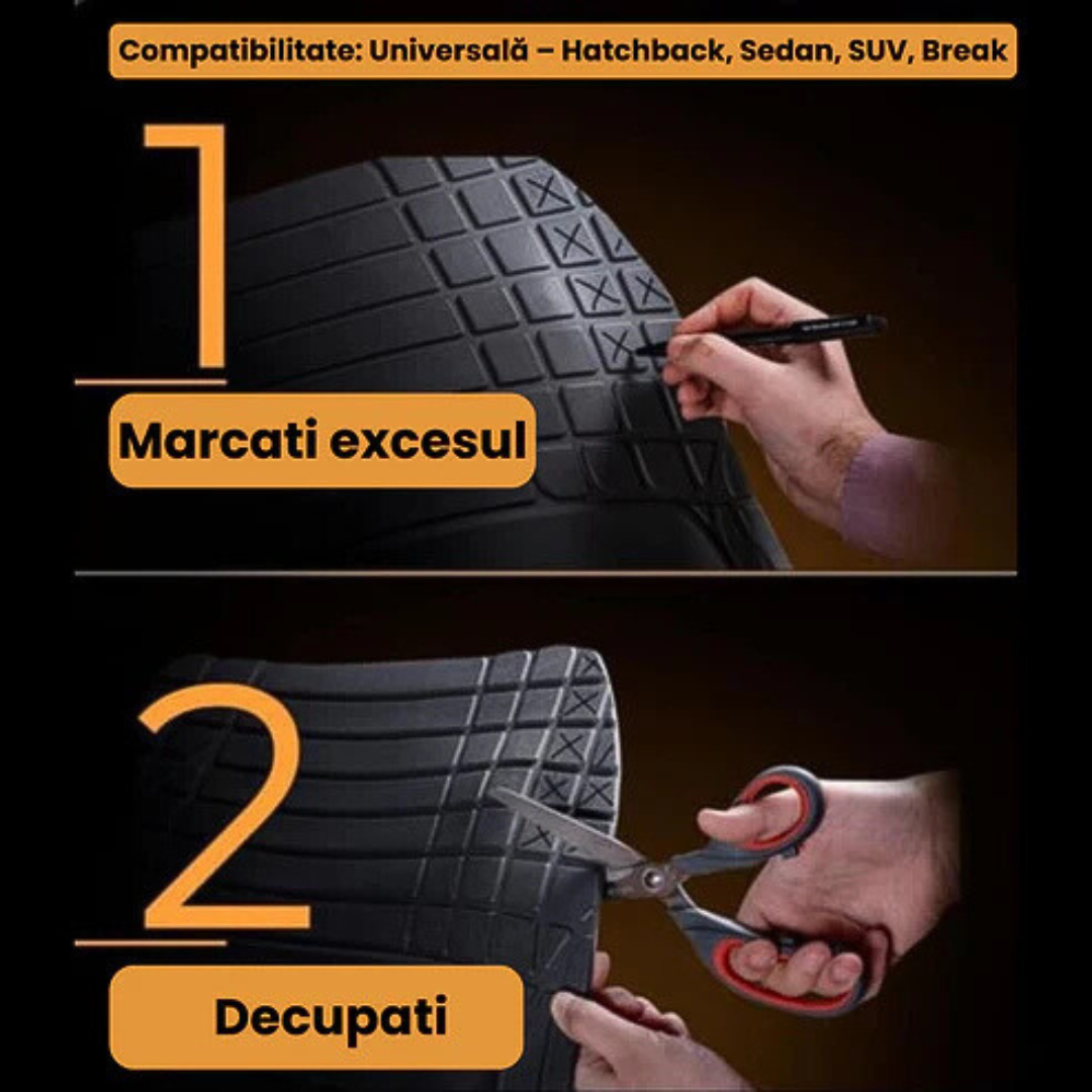 Covorașe Universale Tip Tăviță TEAMCAR® Audi A4 B6 Sedan (2000–2004), Set 5 Bucăți, Silver