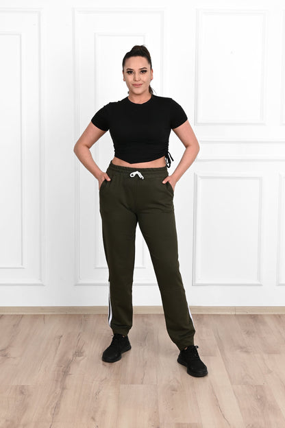 Pantalon dama marimi mari de trening cu dungi 9046
