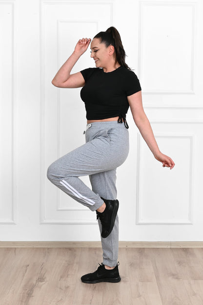 Pantalon dama marimi mari de trening cu dungi 9046