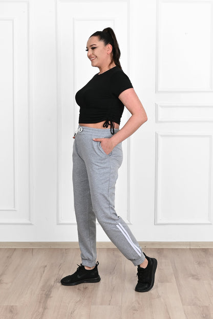 Pantalon dama marimi mari de trening cu dungi 9046