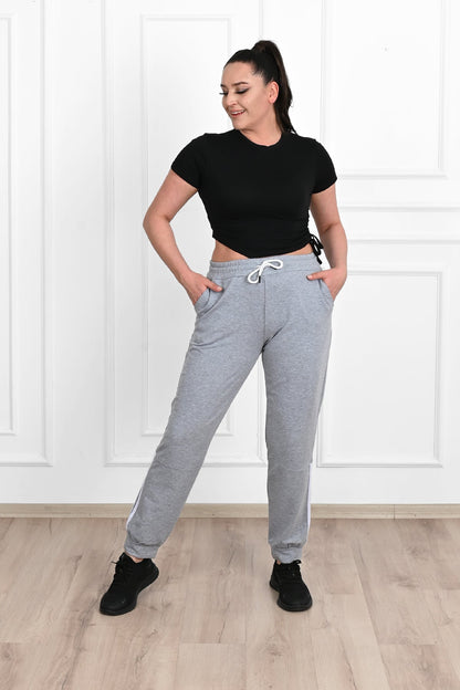 Pantalon dama marimi mari de trening cu dungi 9046