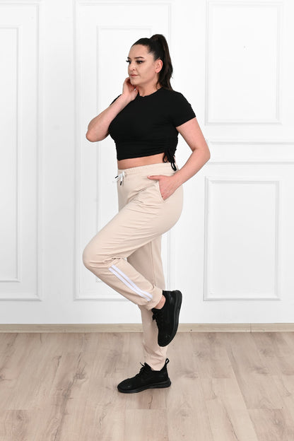 Pantalon dama marimi mari de trening cu dungi 9046