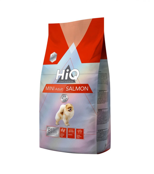 Hrana uscata pentru caini adult de talie mica pe baza de somon, HiQ Mini Adult Salmon, 7 kg