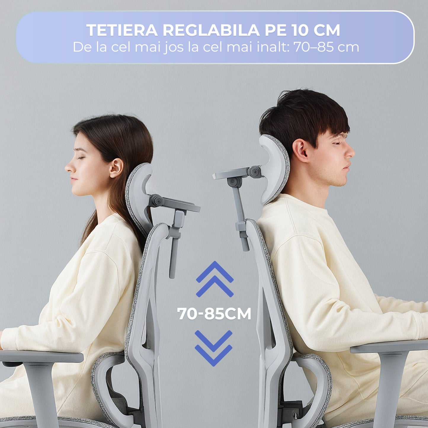 Scaun birou ergonomic Timebox, Tetiera, 4D armrest, Gri