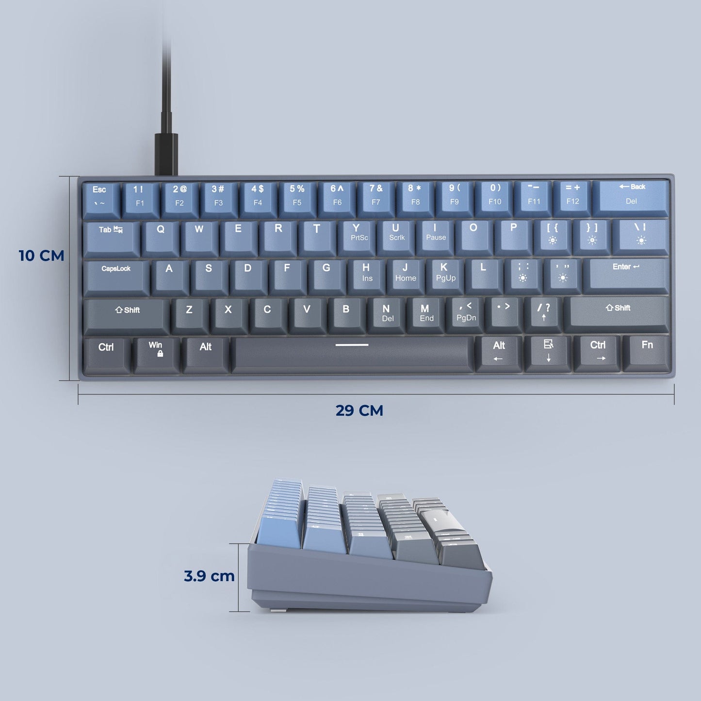 Tastatura Mecanica Timebox, 61 Taste, Keycaps PBT, Switch-uri Precise, Albastru