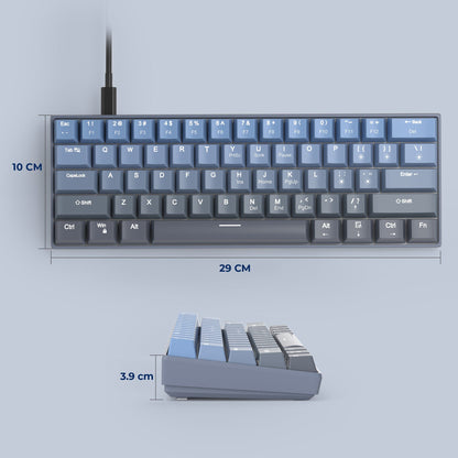 Tastatura Mecanica Timebox, 61 Taste, Keycaps PBT, Switch-uri Precise, Albastru