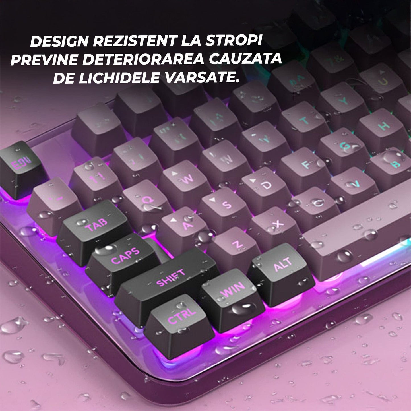 Kit Gaming Timebox, 8 Culori RGB, Lumina Reglabilă, Ergonomic, Mov