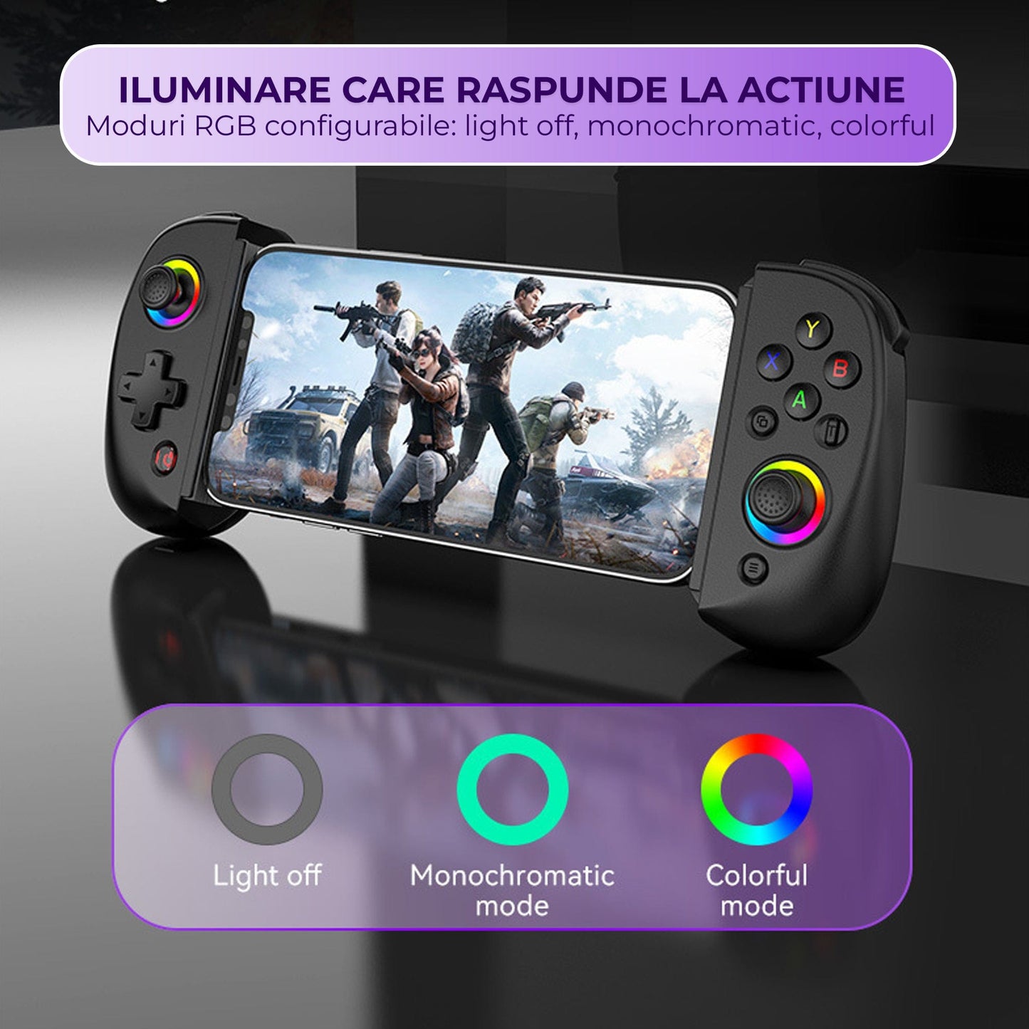 Gamepad Controller Gaming Wireless cu Joystick Hall, Bluetooth 5.0, Negru