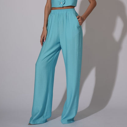 Pantaloni lungi, drepti, din in Bluey