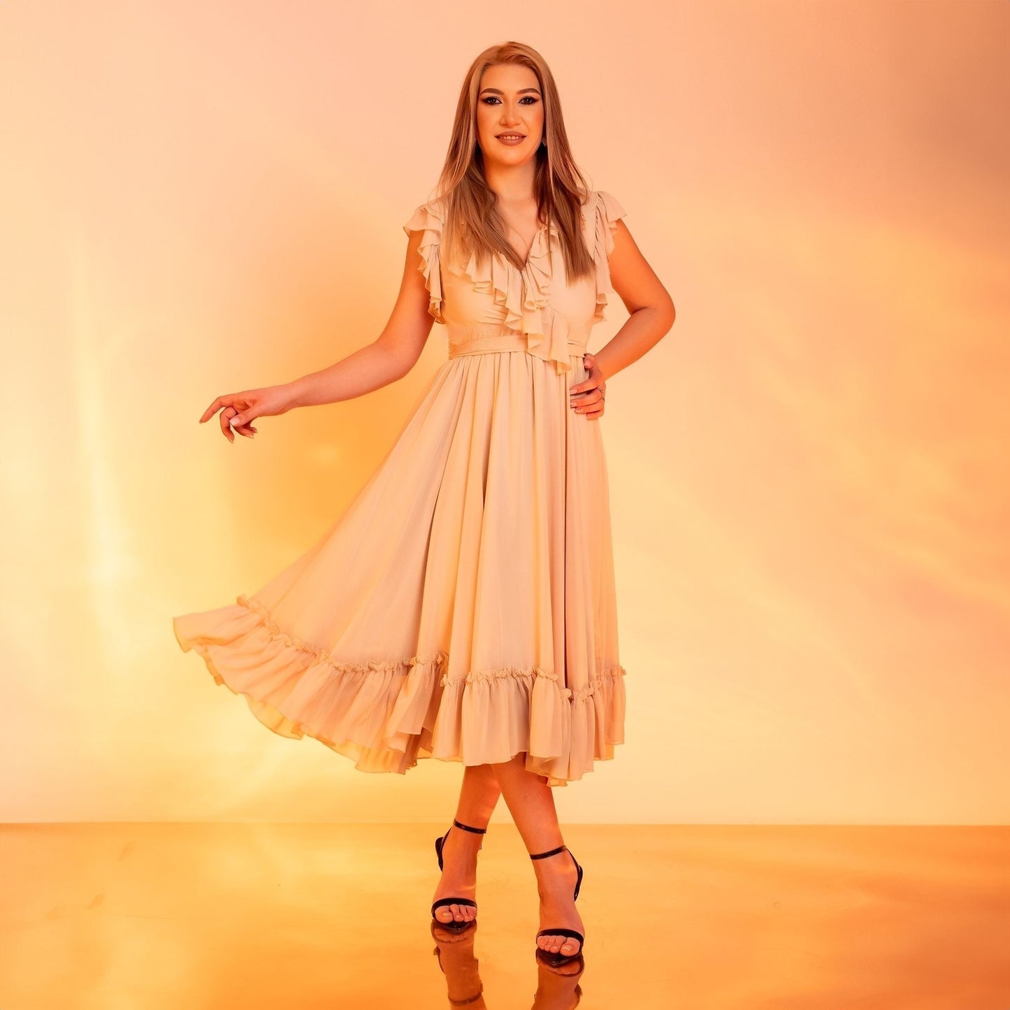 Rochie crem din voal Aria