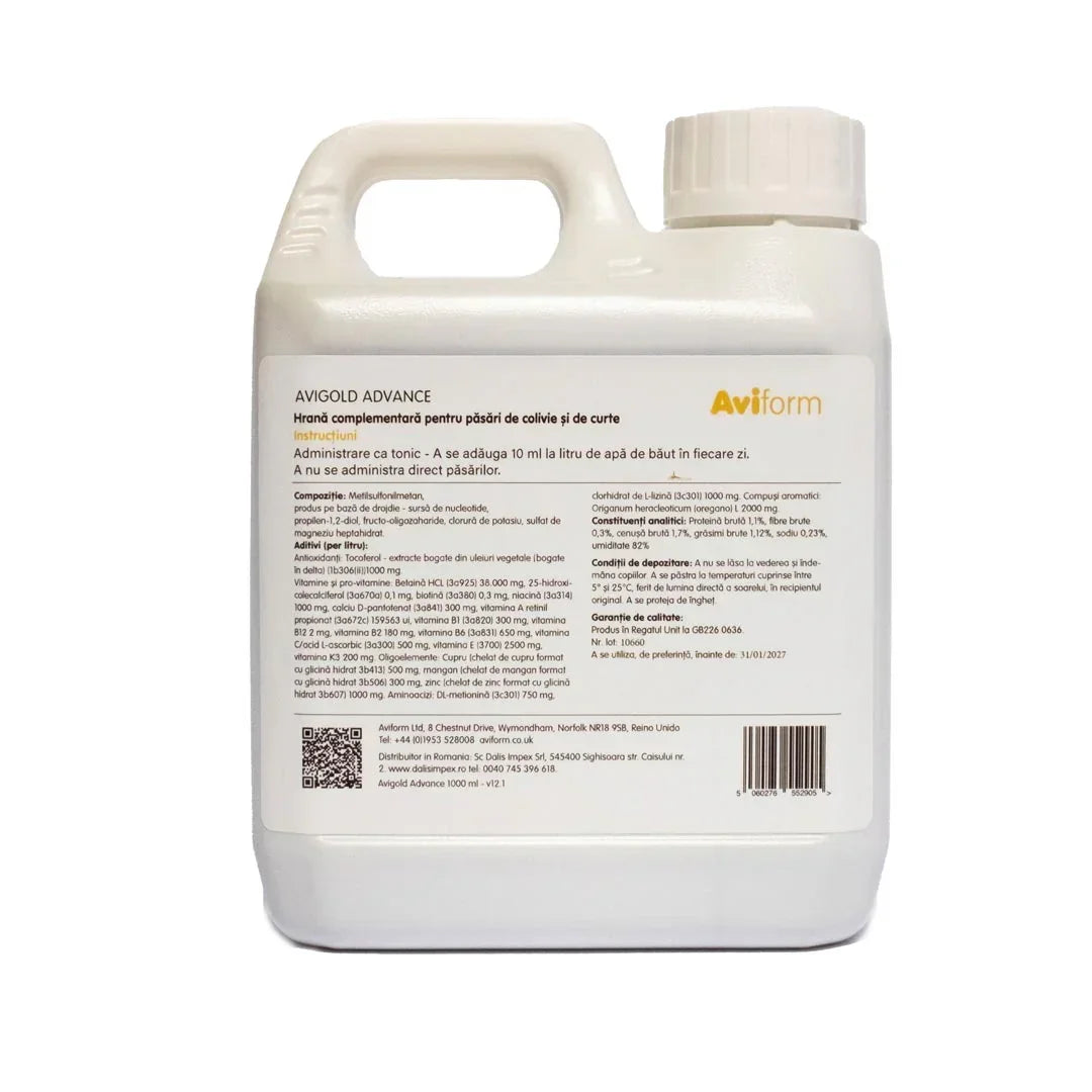 Aviform Avigold – vitamine, probiotice și aminoacizi pasari de colivie