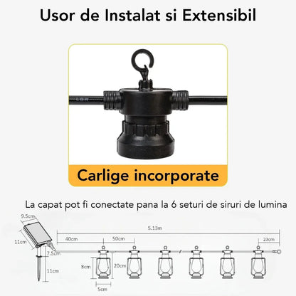 Ghirlanda luminoasa, solara, decorativa, interconectabila, Naimeed D6111, 5m, 10 Becuri LED, Lumina Alb Cald