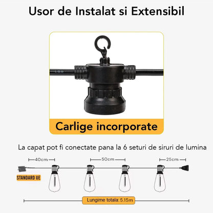 Ghirlanda luminoasa, solara, decorativa, interconectabila, Naimeed D6095, 5m, 10 Becuri LED, Lumina Alb Cald