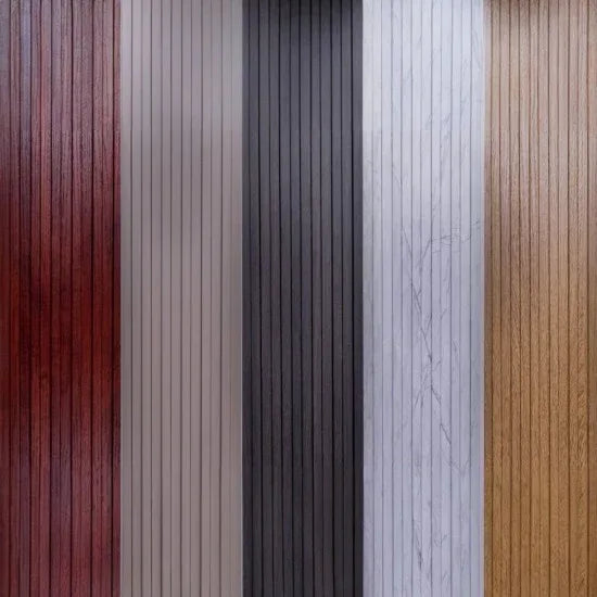 Set 5 panouri decorative, riflaj WPC, cu 6 caneluri,  Naimeed D6222, 260x17x1.8cm, Maro Rubin
