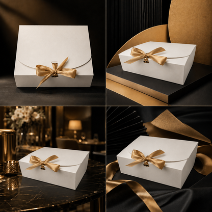 Cutie pătrată cu fundă satinată (set 12 buc)