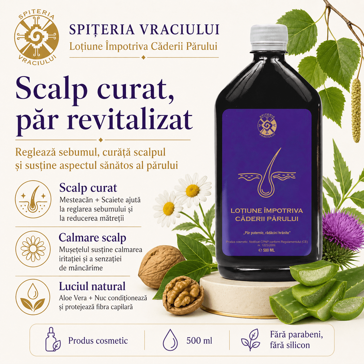 Leac Bătrânesc pentru Căderea Părului – Loțiune Capilară Naturală | 500ml