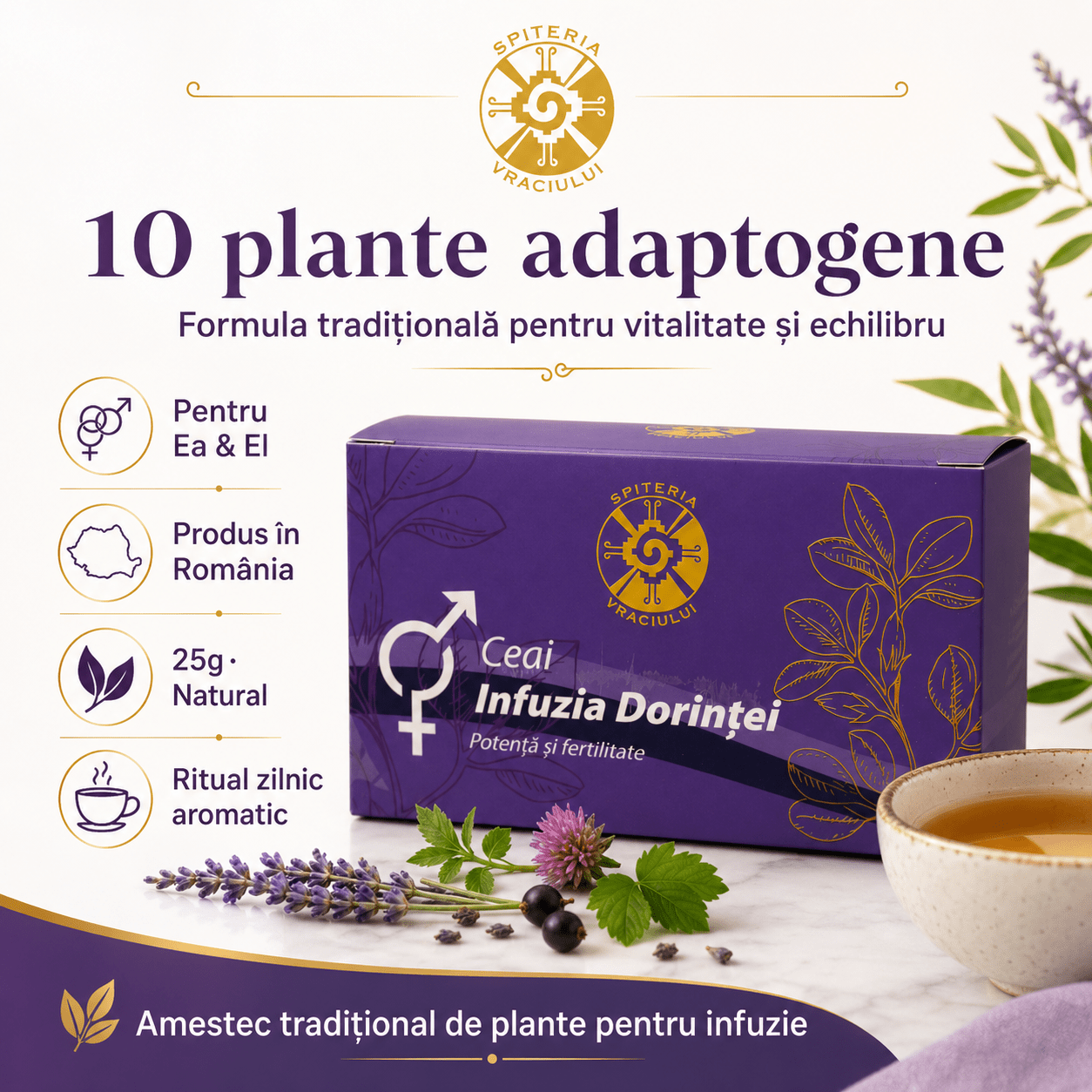 Ceai Natural Fertilitate și Potență – Infuzia Dorinței