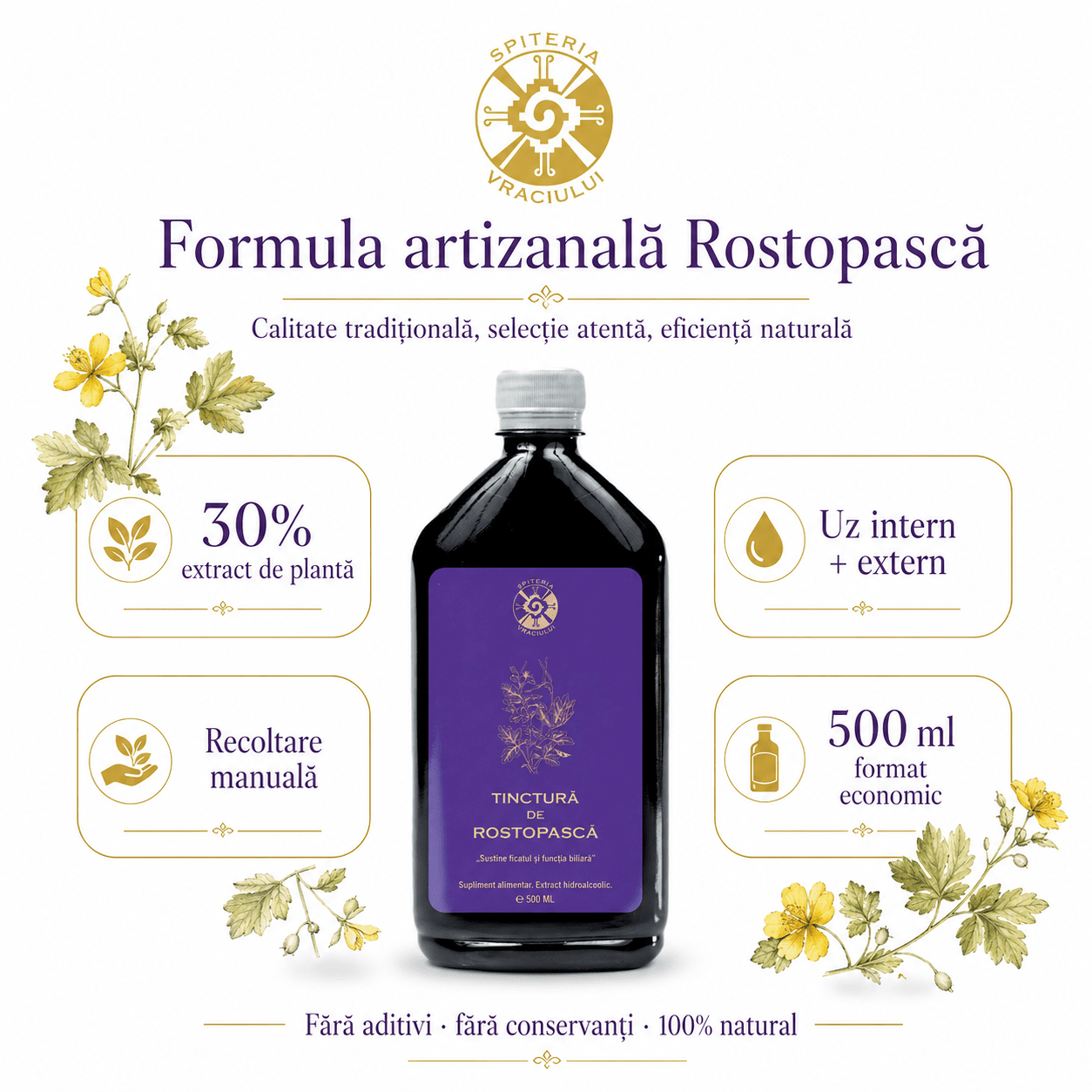 Tinctură de Rostopască – Susține Ficatul și Funcția Biliară | 500ml