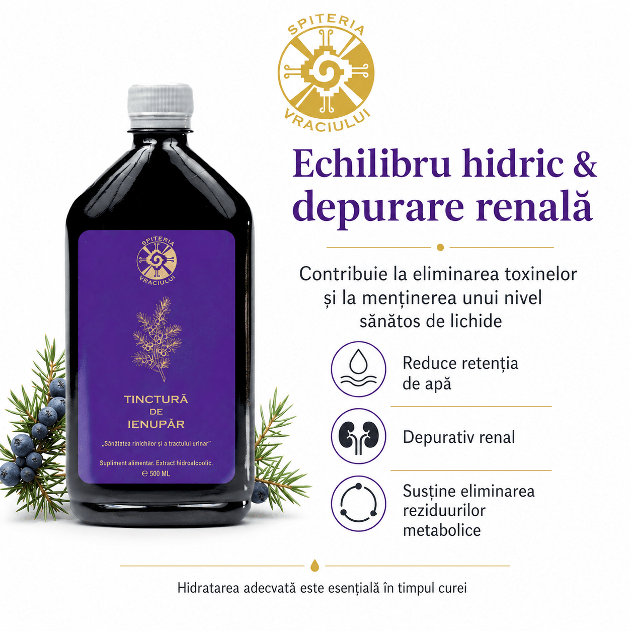 Tinctură de Ienupăr – Sănătatea Rinichilor și Tractului Urinar | 500ml
