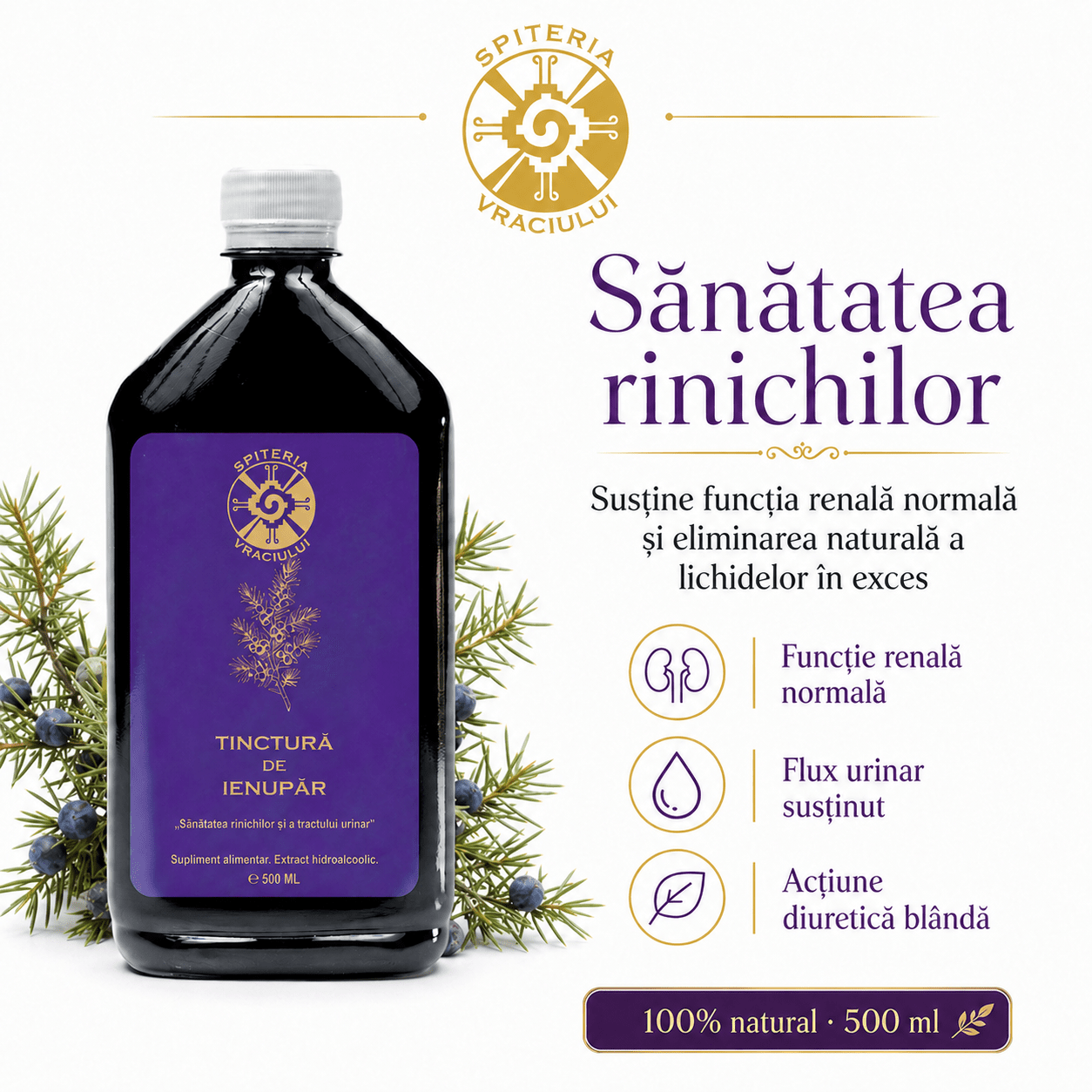 Tinctură de Ienupăr – Sănătatea Rinichilor și Tractului Urinar | 500ml
