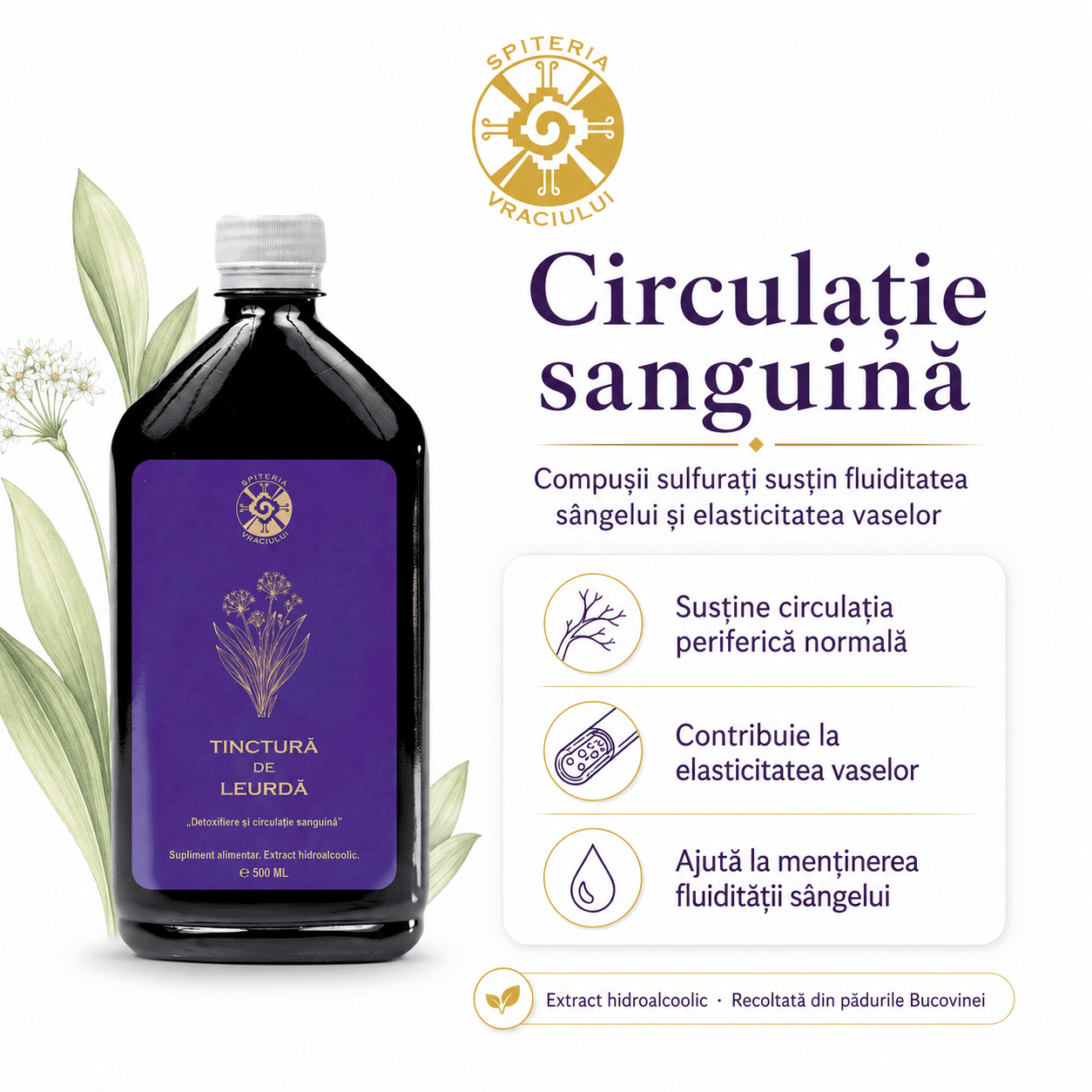 Tinctură de Leurdă – Detoxifiere și Circulație Sanguină | 500ml
