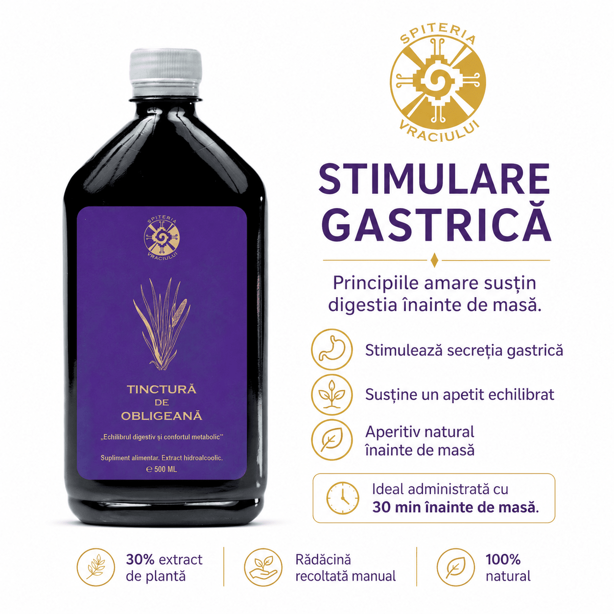 Tinctură de Obligeană – Echilibru Digestiv și Confort Metabolic | 500ml