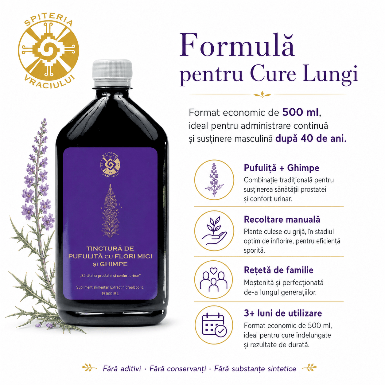 Tinctură de Pufuliță și Ghimpe – Prostată și Confort Urinar | 500ml