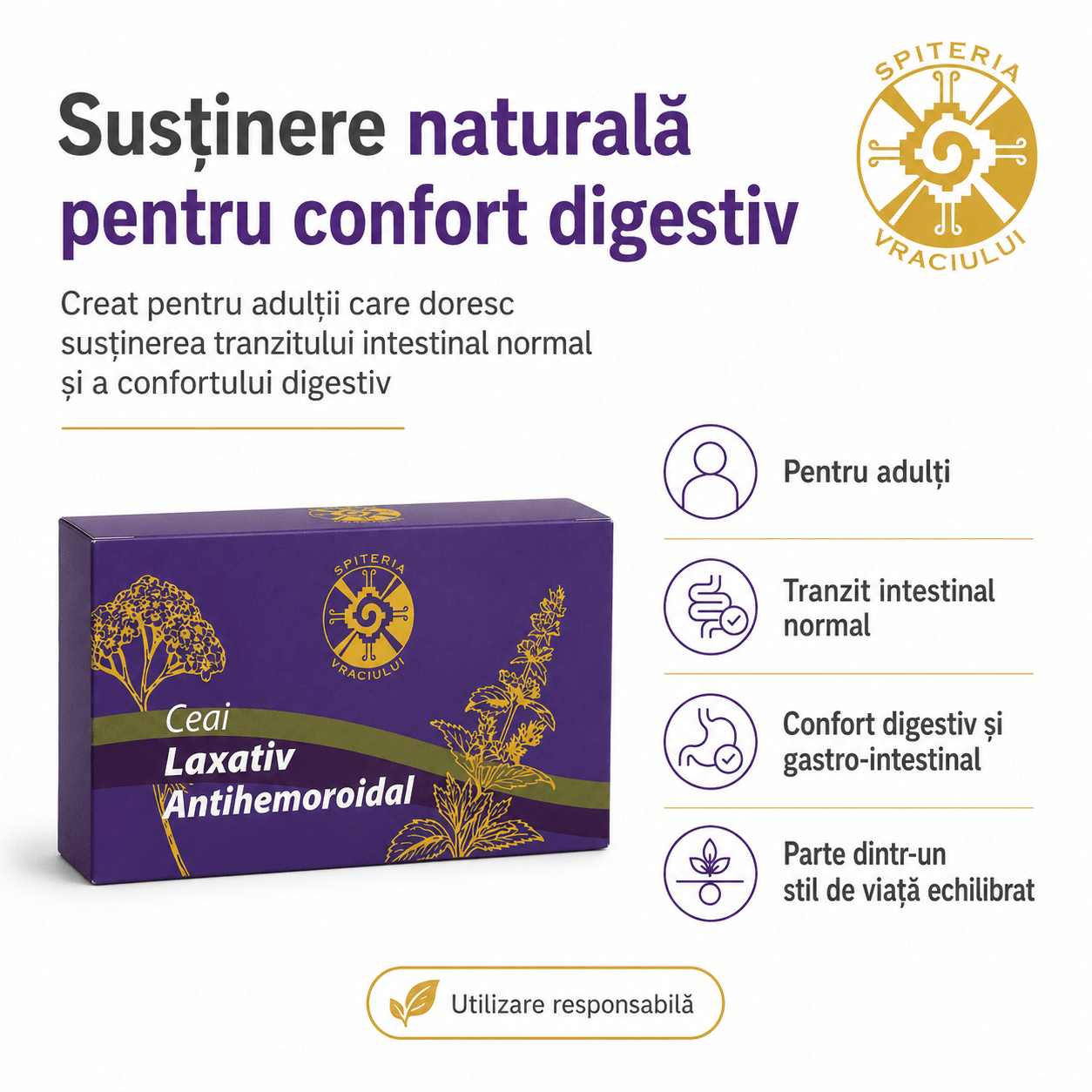 Ceai Natural Laxativ și Antihemoroidal – Tranzit Intestinal Sănătos