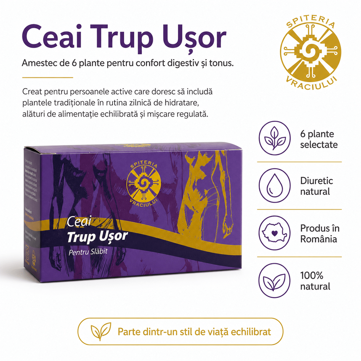 Ceai Natural pentru Slăbit și Detoxifiere – Trup Ușor