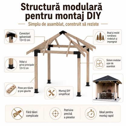 Foișor lemn 3x3m - Bucovina