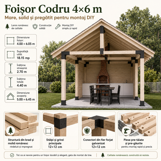Foișor lemn 4x6m - Codru