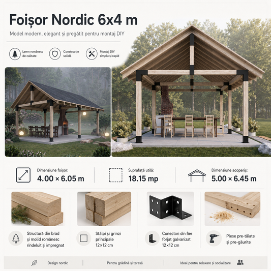 Foișor lemn 6x4m - Nordic