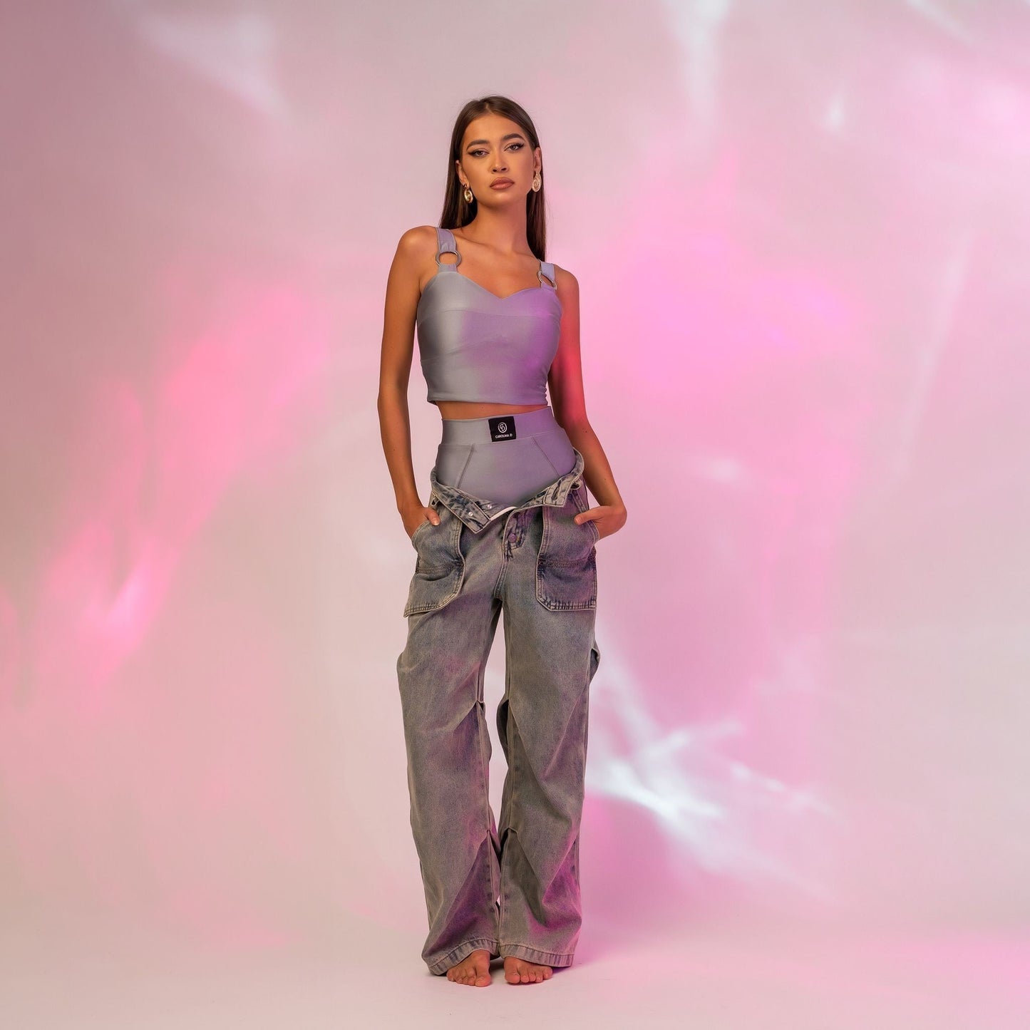 Chiloti modelatori din lycra cu talie inalta gri